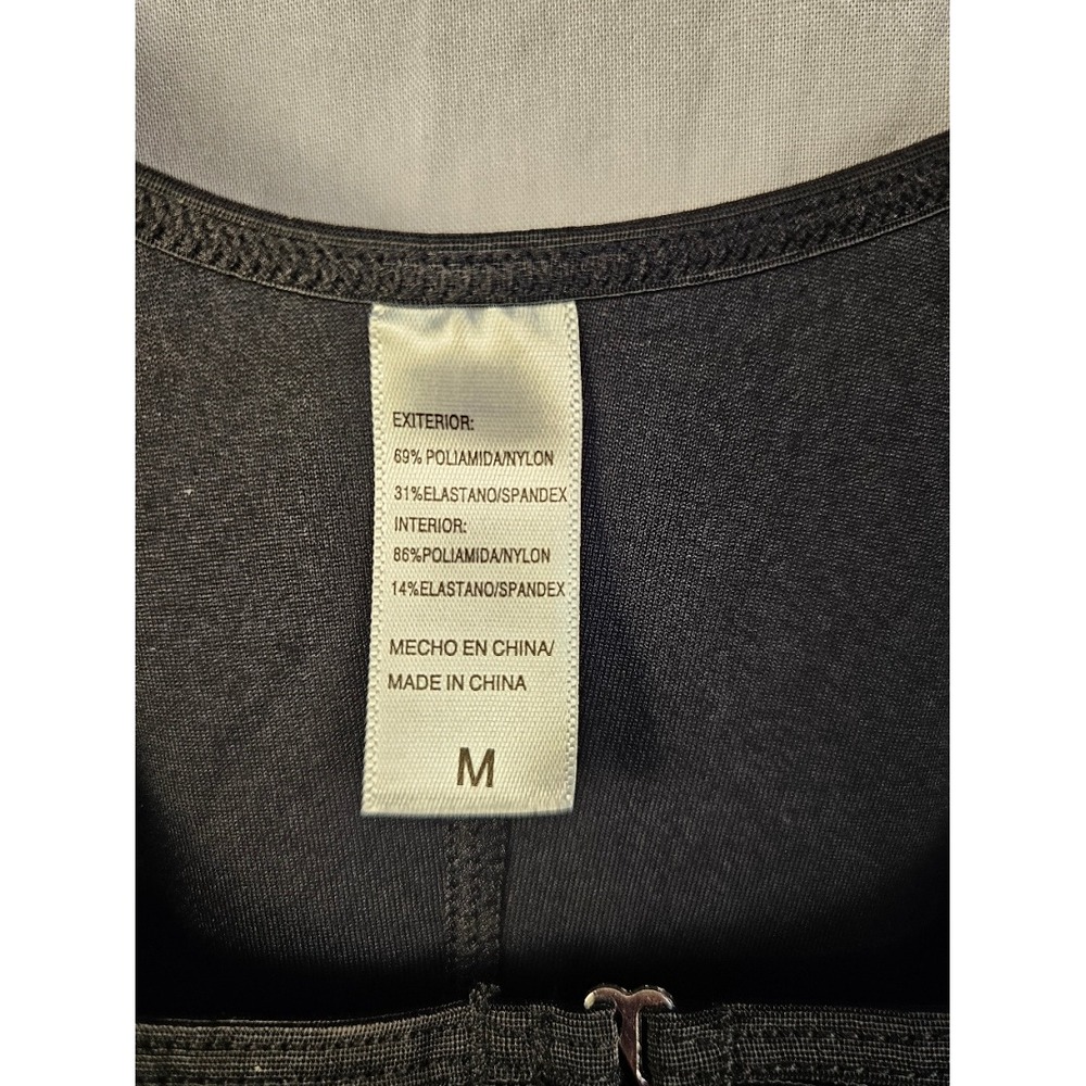 Shaperx Womens Black Compression Bodysuit Shapewear Front Zip Open Bust Medium - Picture 9 of 9